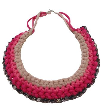 Collar de Trapillo Trenzado Rosa