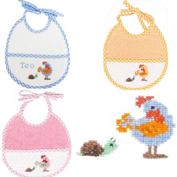 Baberos Bordados Gallina y Caracol