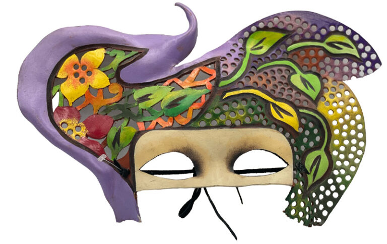Máscara de Carnaval en Cuero Pintado Hiedra