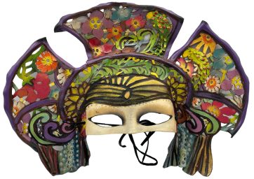 Máscara de Carnaval de Cuero Pintado Pétalos