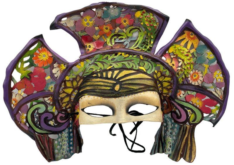 Máscara de Carnaval de Cuero Pintado Pétalos