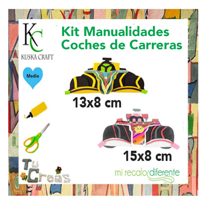 Kit Manualidades Infantil Coches Carreras 1 y 2 - Mi Regalo Diferente
