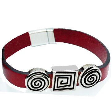 Pulsera de Cuero con Espirales y Cierre de Imán - Rojo