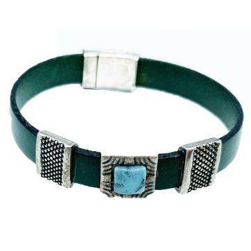 Pulsera de Cuero con Piedra Azul