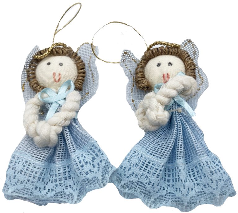 Adorno de Navidad Angelitos de Puntilla Azul