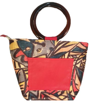 Bolso Tote de Arpillera Estampada Rojo