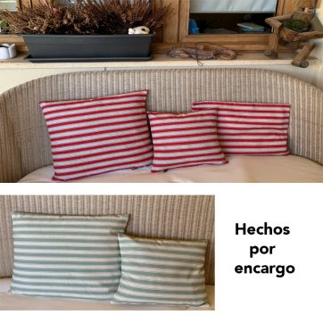 Cojines Hechos a Mano con Tela de Rayas – 2 Medidas