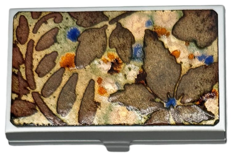 Tarjetero Artesanal Esmaltado Castaño